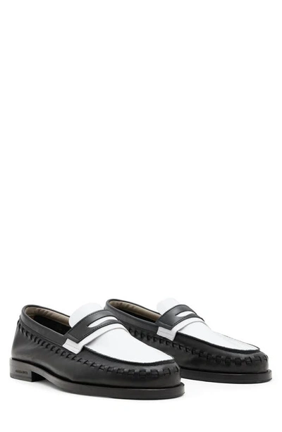 Allsaints Sammy Two-tone Penny Loafer In Black/ White