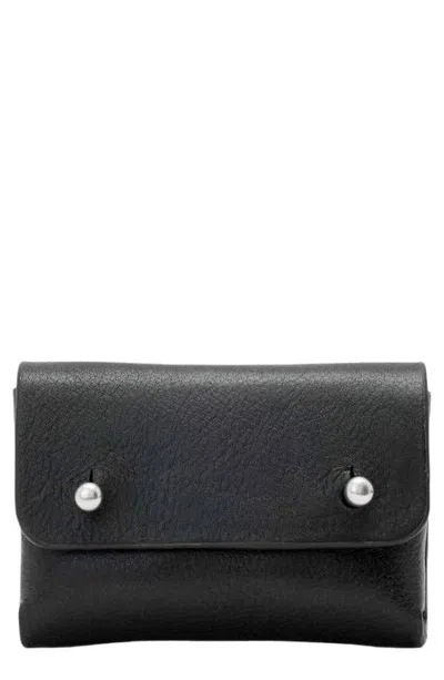 Allsaints Stud Leather Card Case In Black
