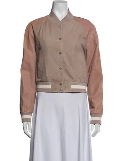 Pre-owned Allsaints Suede Bomber Jacket In Pink