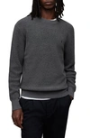 Allsaints Thermal Cotton & Wool Crewneck Sweater In Cool Grey