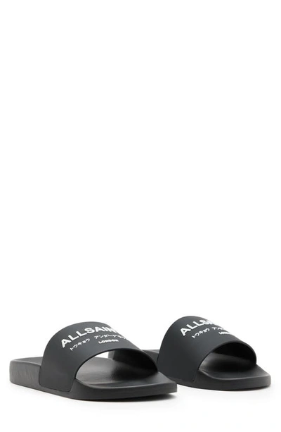 Allsaints Underground Slide Sandal In Black