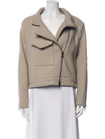 Pre-owned Allsaints Wool Biker Jacket In Neutrals