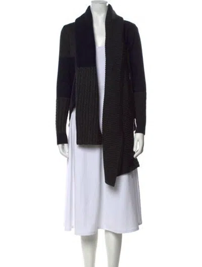 Pre-owned Allsaints Wool Open Front Sweater In Black