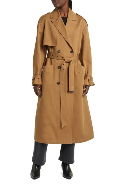 Allsaints Wyatt Cotton Trench Coat In Brown