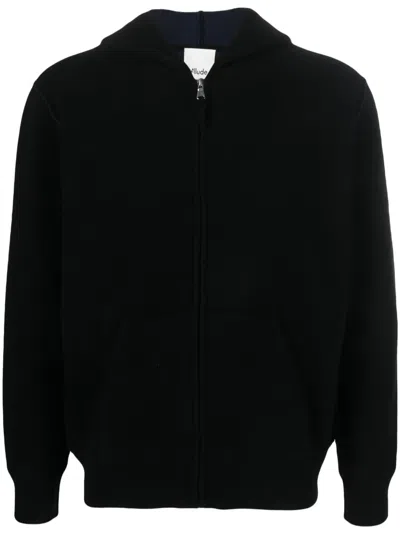 Allude Classic-hood Zip-up Jumper In Black