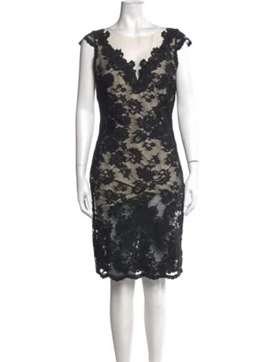 Pre-owned Allude Lace Pattern Knee-length Dress In Black