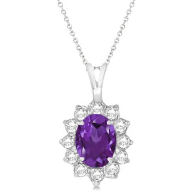 Allurez Amethyst & Diamond Accented Pendant Necklace 14k In Purple