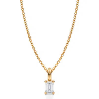 Allurez Emerald Solitaire Lab Diamond Pendant Necklace 14k White Gold