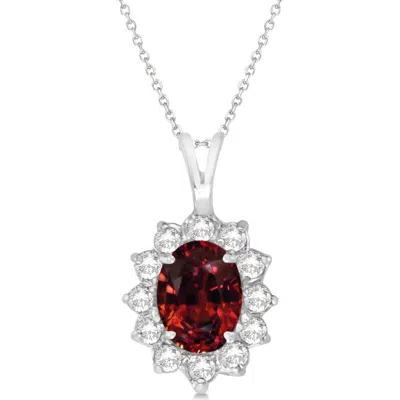 Allurez Garnet & Diamond Accented Pendant Necklace 14k In Multi