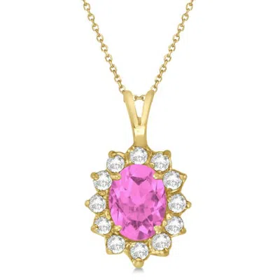 Allurez Lab Pink Sapphire & Lab Diamond Accented Pendant Necklace 14k