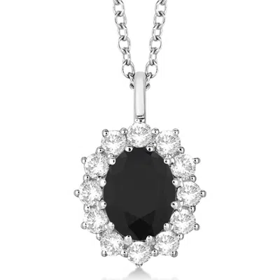 Allurez Oval Black & White Diamond Pendant Necklace 14k In Multi