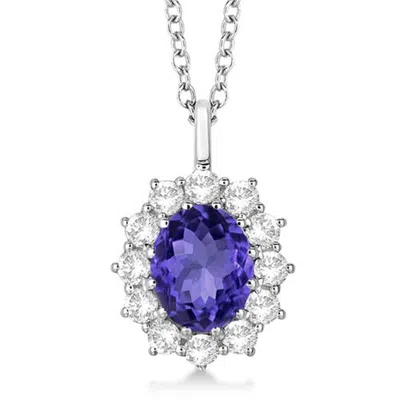 Allurez Oval Tanzanite & Diamond Lady Di Pendant 14k In Multi