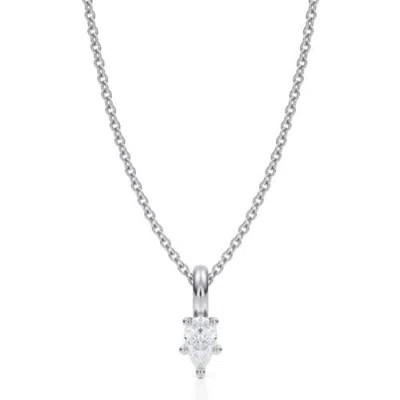 Allurez Pear Solitaire Lab Diamond Prong Pendant Necklace 14k Yellow Gold In Metallic