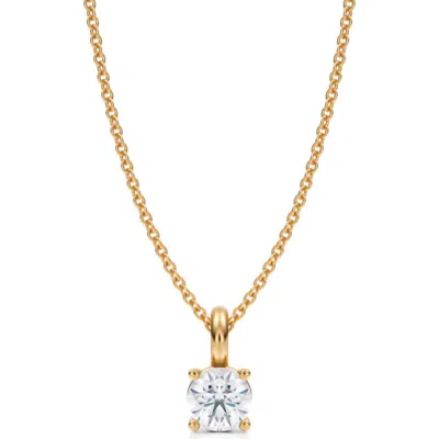 Allurez Round Solitaire Lab Diamond Pendant Necklace 14k White Gold