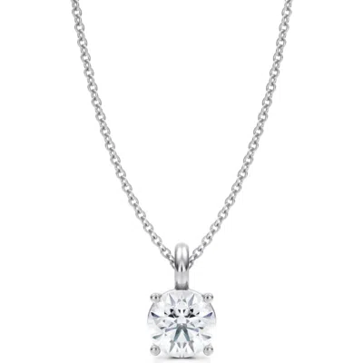 Allurez Round Solitaire Lab Diamond Pendant Necklace 14k Yellow Gold In Silver