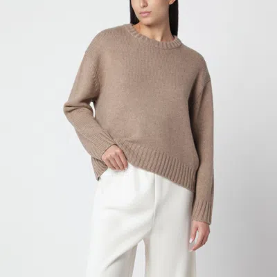 Almada Label Beige Cru Crew-neck Sweater In Cashmere Blend In Neutral