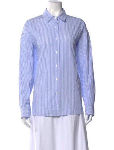 Pre-owned Almina Concept Striped Long Sleeve Button-up Top In Blue