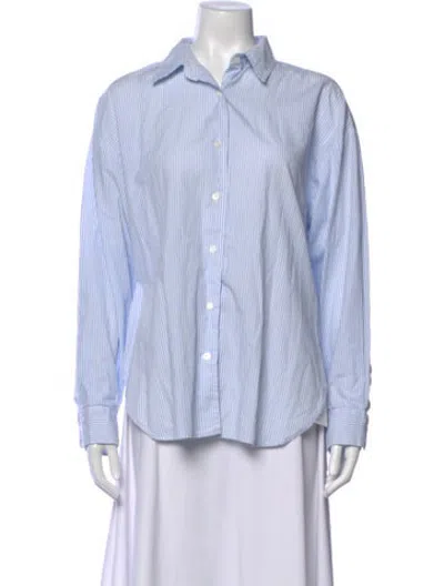 Pre-owned Almina Concept Striped Long Sleeve Button-up Top In Blue