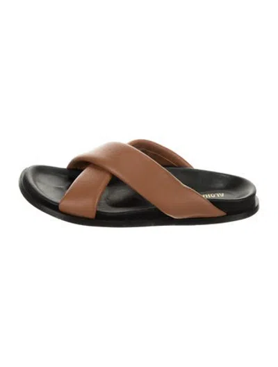 Pre-owned Alohas Leather Slides In Black/brown