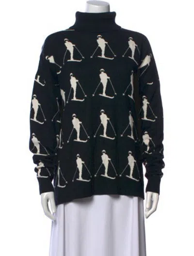 Pre-owned Alp N Rock Graphic Print Turtleneck Sweater In Black