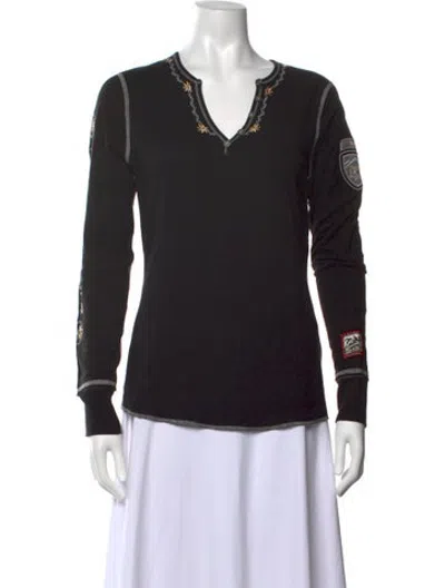 Pre-owned Alp N Rock V-neck Long Sleeve Top In Black