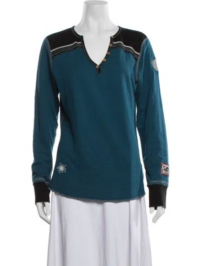 Pre-owned Alp N Rock V-neck Long Sleeve Top In Black/blue