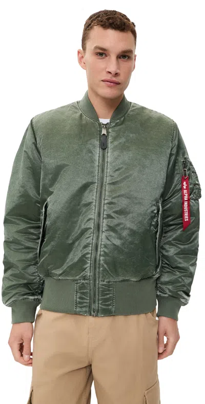 Alpha Industries Ma-1 Battlewash Heritage Fit Bomber Jacket Deep Forest In Green