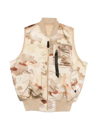Alpha Industries Ma-1 Camouflage-print Gilet In Brown