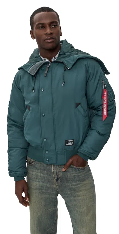 Alpha Industries N-2b Altitude Heritage Fit Down Jacket Midnight Teal In Blue