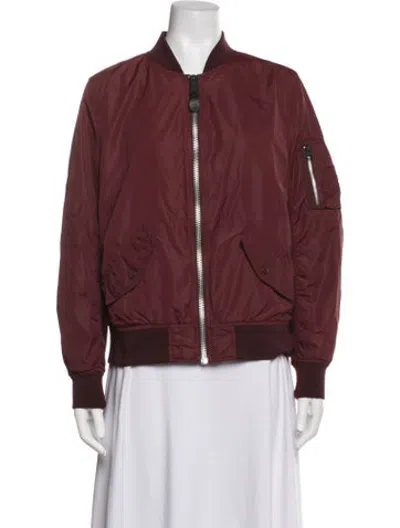 Pre-owned Alpha Industries Nylon Bomber Jacket In Burgundy