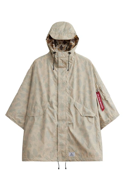 Alpha Industries Packaway Water Resistant Rain Poncho In Limestone