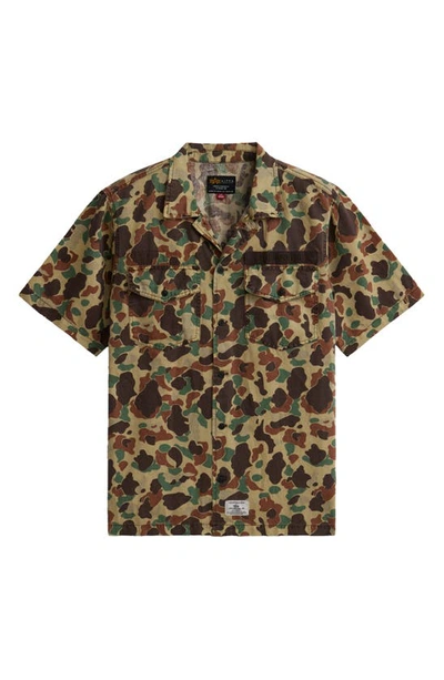 Alpha Industries Men's Camouflage Linen & Cotton-blend Camp Shirt In Green Frog Camo