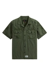 Alpha Industries Short Sleeve Linen & Cotton Utility Shirt In Og Green