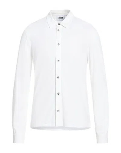 Alpha Studio Man Shirt White Size 48 Cotton, Elastane