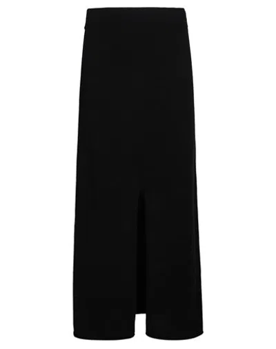 Alpha Studio Woman Midi Skirt Black Size 8 Wool, Cashmere In Multi