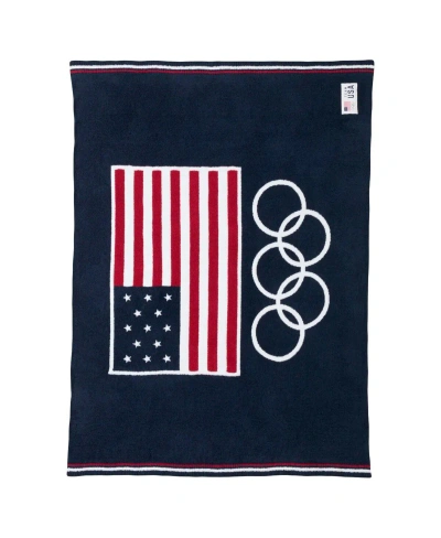 Alpha Team Usa Barefoot Dreams Cozychic Olympic Rings Throw In Navy