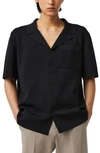 Alphatauri Fanoa Short Sleeve Button-up Knit Shirt In Black