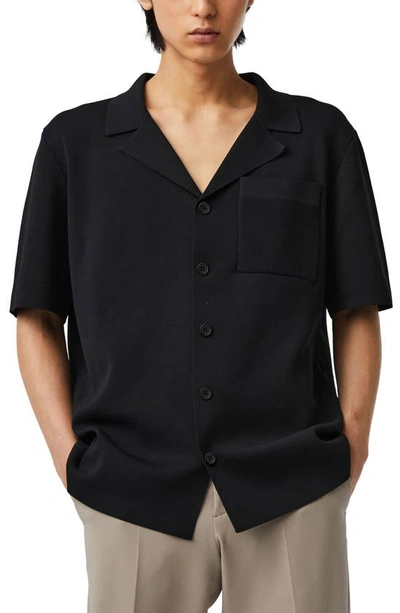 Alphatauri Fanoa Short Sleeve Button-up Knit Shirt In Black