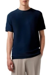 Alphatauri Fosos Seamless Short Sleeve 3d Performance Knit Sweater In Navy