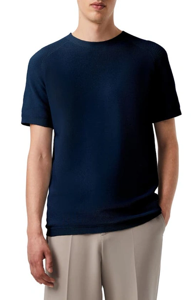 Alphatauri Fosos Seamless Short Sleeve 3d Performance Knit Sweater In Navy