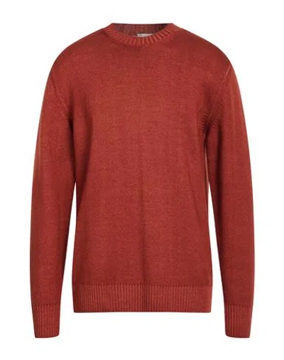 Altea Man Sweater Rust Size S Virgin Wool In Red