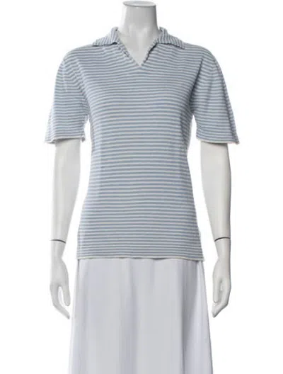 Pre-owned Altea Striped V-neck Polo In Blue