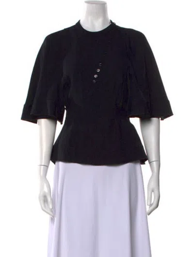 Pre-owned Altuzarra Crew Neck Short Sleeve Blouse In Black