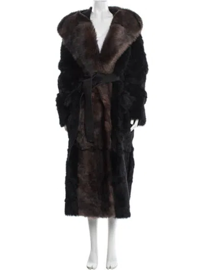 Pre-owned Altuzarra Lamb Leather Fur Coat W/ Tags In Black