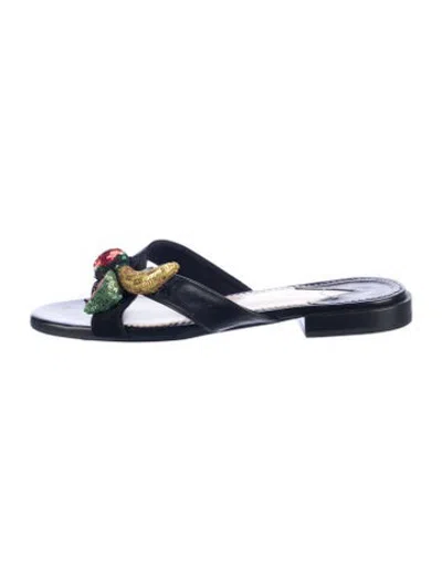 Pre-owned Altuzarra Leather Graphic Print Slides In Blue