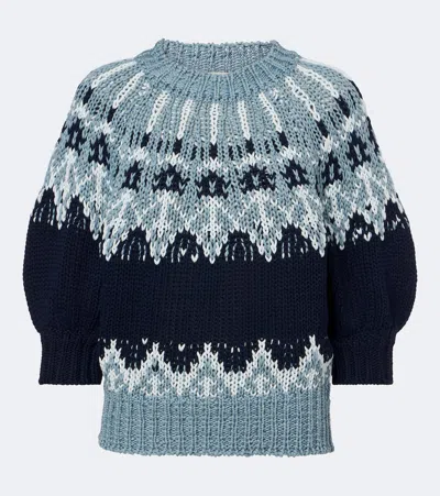 Altuzarra Marty Fair Isle Cotton Sweater In Blue