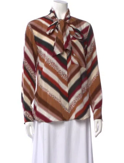 Pre-owned Altuzarra Silk Striped Blouse In Brown