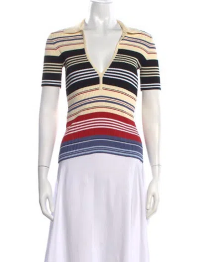 Pre-owned Altuzarra Striped V-neck Polo In Multicolor