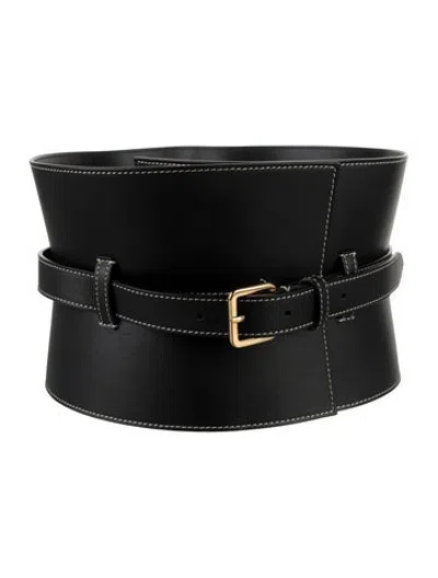 Pre-owned Altuzarra Wide Leather Waist Belt In Black