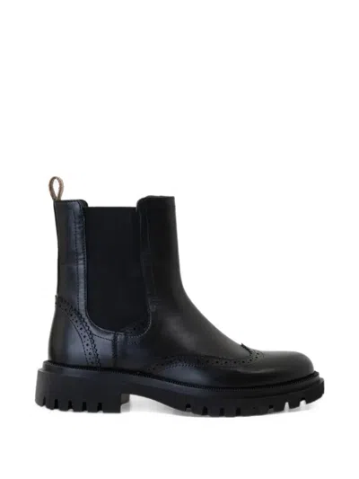 Alviero Martini 1° Classe Brogue-detail Leather Chelsea Boots In Black